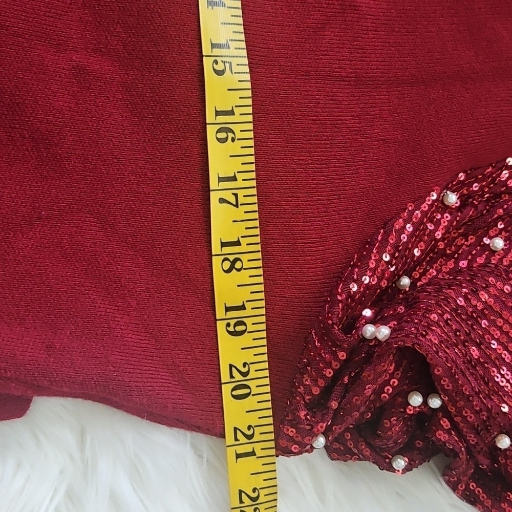 Cato Maroon Sweater Dress with Sequin and Pearl Long Sleeves NWOT - Picture 13 of 15
